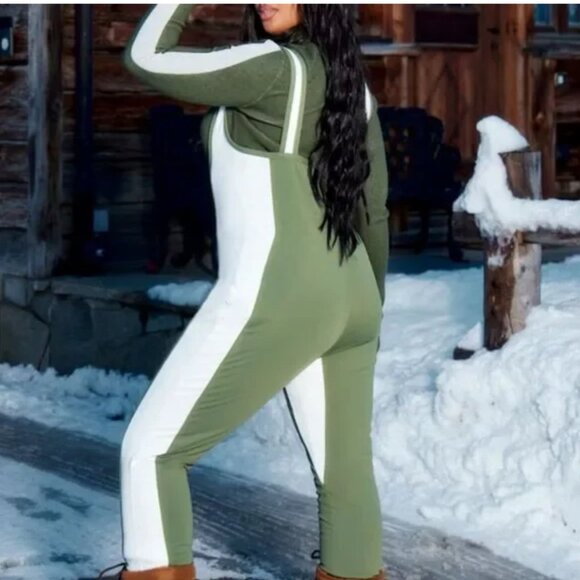 PRETTYLITTLETHING SKI Khaki Scoop Neck Scuba Suit - Picture 2 of 3